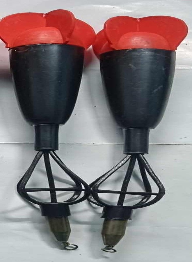 Fishing Method Feeder Set, Wire Cage Design with Float Markers, 5 Pieces, Black and Red - Image 2