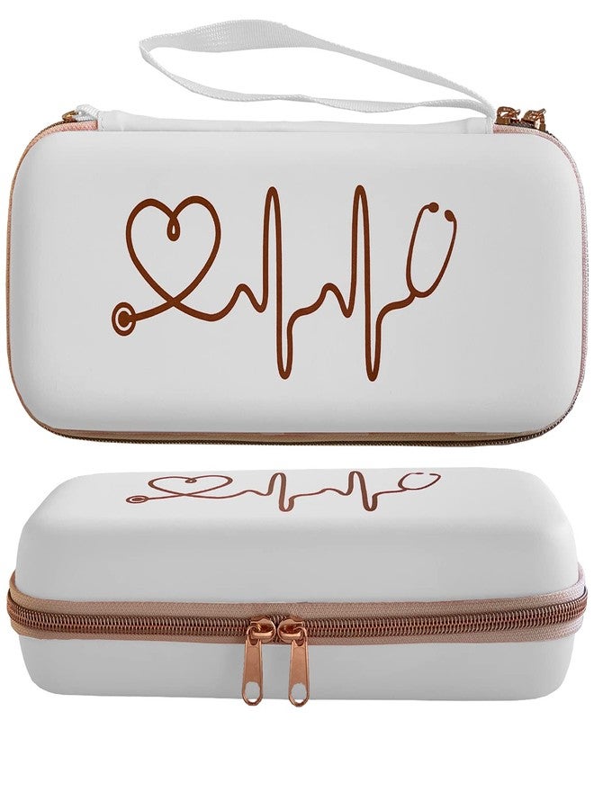 Plaris Stethoscope Case for Nurses Compatible with 3M Littmann/MDF/Other Stethoscopes - Extra Room for Medical Bandage Scissors EMT Trauma Shears and LED Penlight, (A_White Rosegold) - Image 1