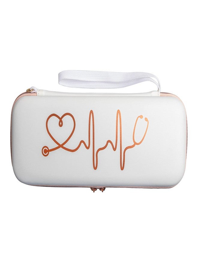 Plaris Stethoscope Case for Nurses Compatible with 3M Littmann/MDF/Other Stethoscopes - Extra Room for Medical Bandage Scissors EMT Trauma Shears and LED Penlight, (A_White Rosegold) - Image 2