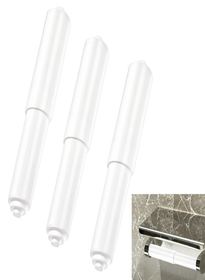 Anglepingping 3 Pack Universal Toilet Paper Holder Toilet Plastic Retractable Paper Replacement Rod Toilet Tissue Roll Holder Rod Spring Loaded Insert for Bathroom (White) - Image 1