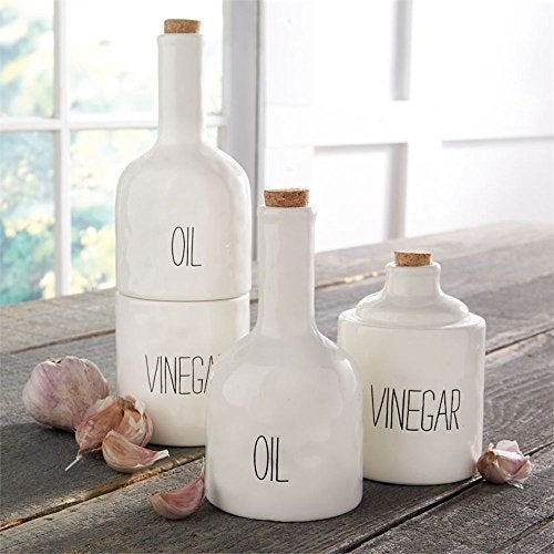 mud pie Stacked Oil and Vinegar Decanter Set, White - Image 2