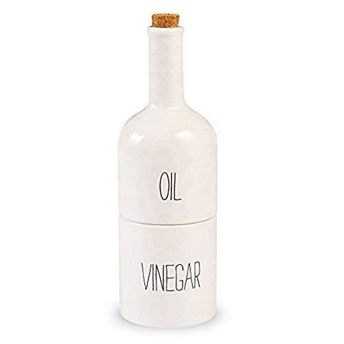 mud pie Stacked Oil and Vinegar Decanter Set, White - Image 1
