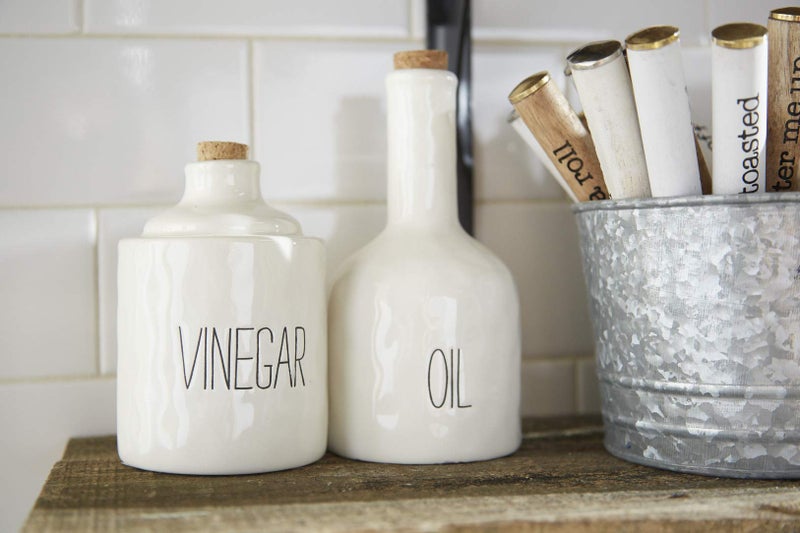 mud pie Stacked Oil and Vinegar Decanter Set, White - Image 4