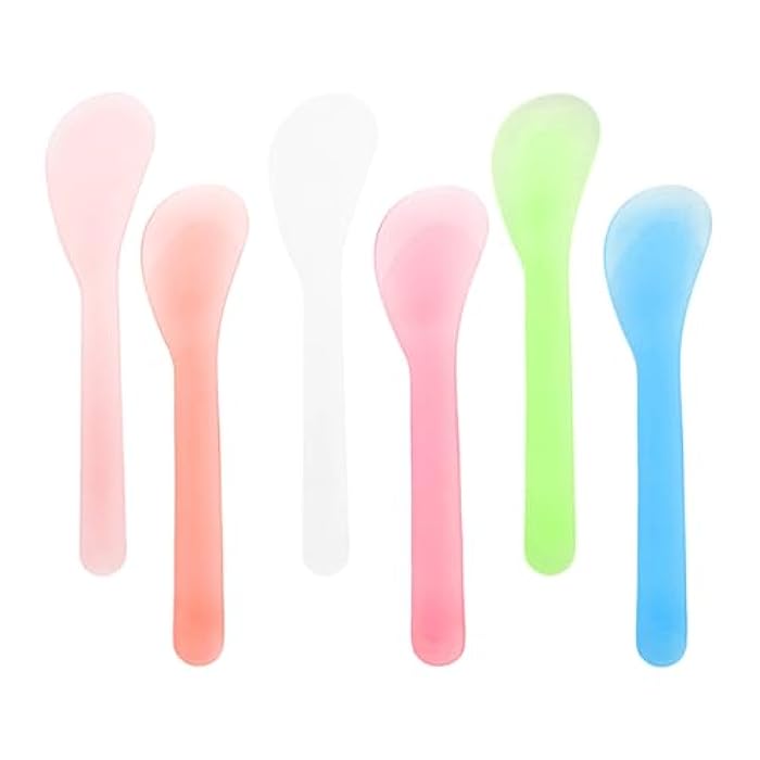 ONLYKXY 5inch Random Color Plastic Beauty Spoon Facial Cream Brush Makeup Scoop Mud Reusable Cosmetic Dig Scoop Spatula Mask Tip for Lotions Moisturizers Home Salon DIY Facemask Mixing Sampling (6) - Image 2