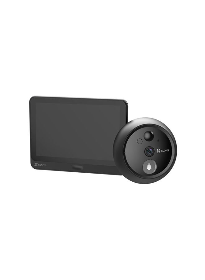EZVIZ HP4 Wire-free Peephole Doorbell, 1080p HD, 155° Ultra-Wide Angle, 4.3-inch Color Screen, Night Vision (Up to 3m), 4600mAh Rechargeable Battery, Wi-Fi, Cloud & MicroSD Storage (Up to 512GB), Two-Way Audio, Easy Installation, Black | CS-HP4 - Image 1