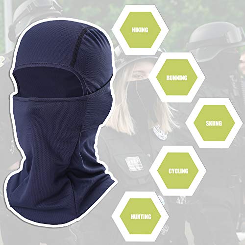 hikevalley Balaclava Face Mask Adjustable Windproof UV Protection Hood (US, Alpha, One Size, Dark Blue) - Image 3