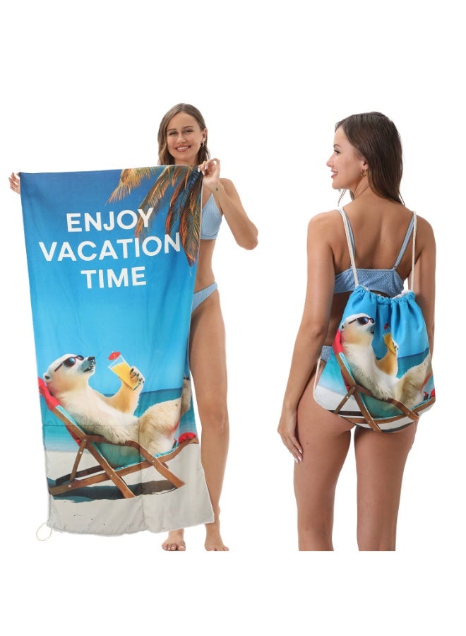 general Beach Towel, Super Absorbent, Quick Dry, Sand Free, Compact & Lightweight, 100% Recycled Materials, Includes bag - Large (140x70cm)