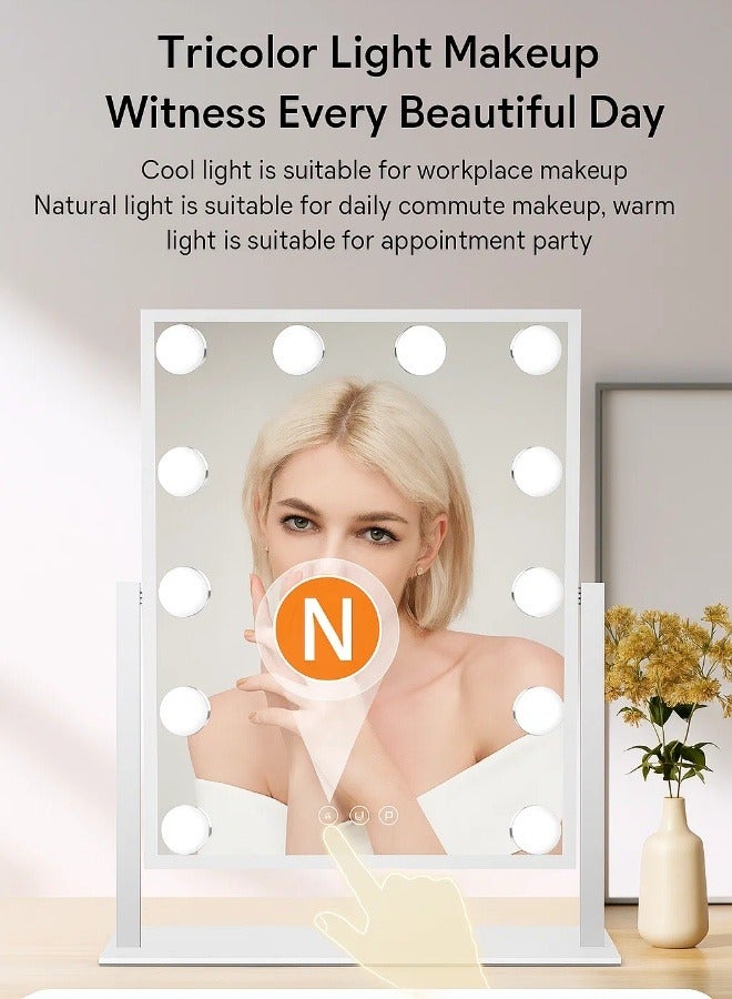 360° Rotating LED Makeup Mirror – Touch Control Vanity Mirror with Adjustable 3 Color Lights, Dimmable Bulbs, Anti-Slip Base  - Image 2