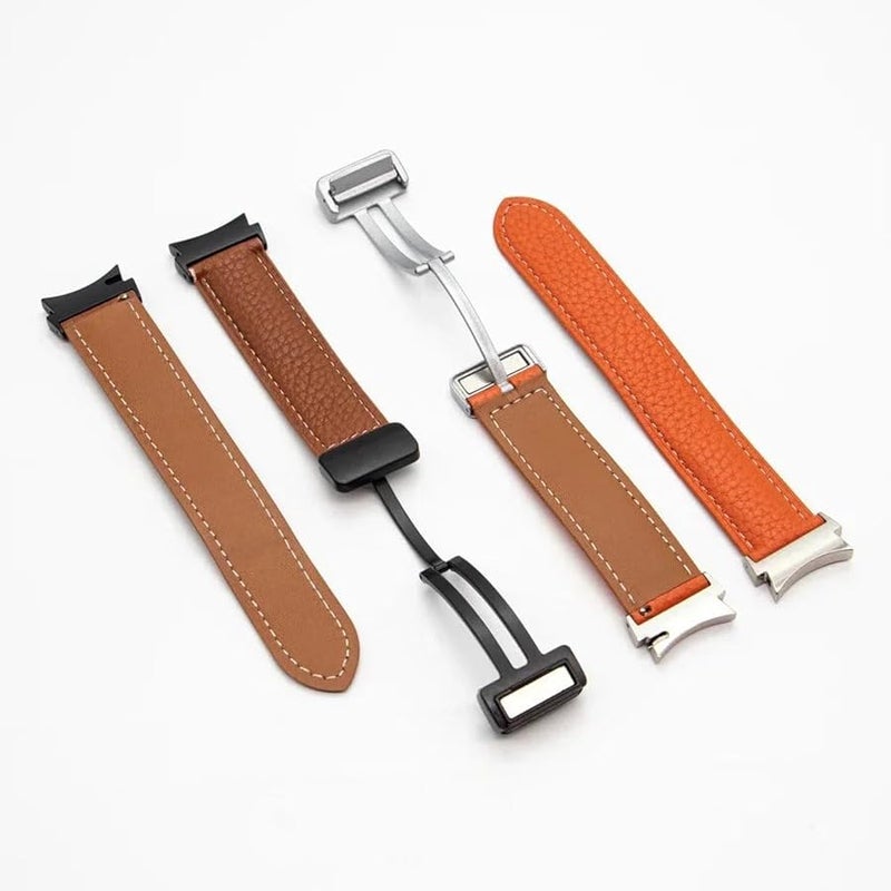 No Gaps Leather Band for Samsung Galaxy Watch 6 5 4 40mm 44mm 46mm 42 43 47mm 5 Pro 45mm Magnetic Buckle Watch Strap - Image 4