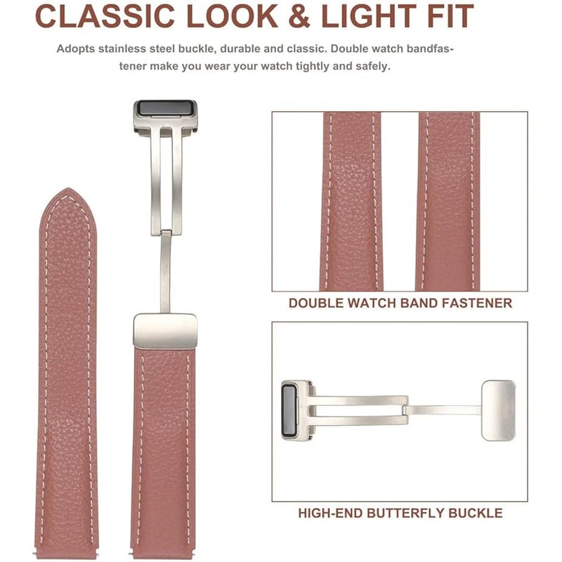 No Gaps Leather Band for Samsung Galaxy Watch 6 5 4 40mm 44mm 46mm 42 43 47mm 5 Pro 45mm Magnetic Buckle Watch Strap - Image 2