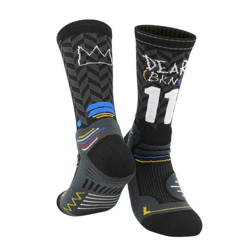 Generic Summer Mens High-Top Basketball Socks Breathable Sweat-Absorbent JCB5513 black - Image 4