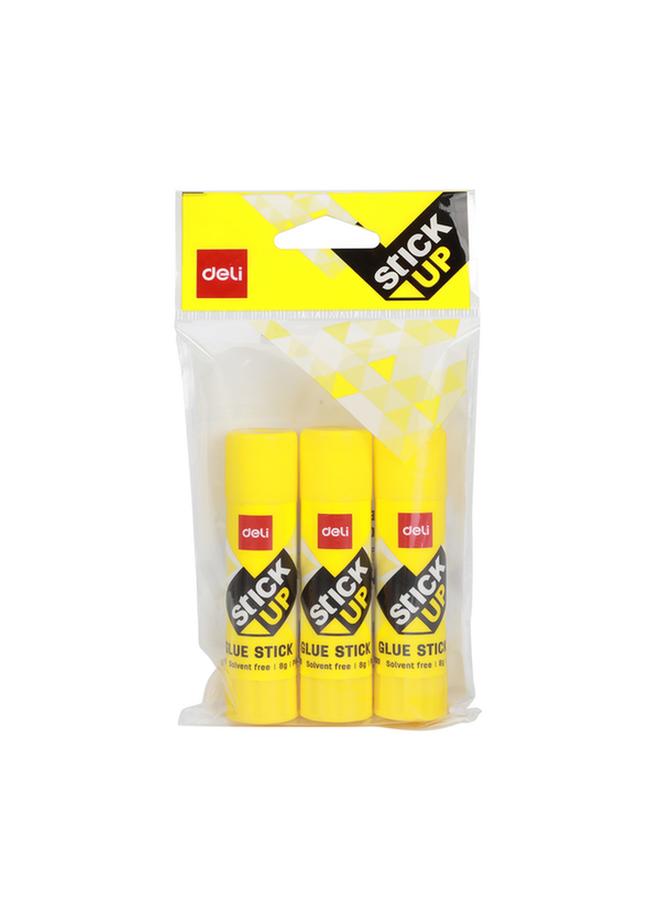 Deli 3-Piece Stick Up Strong Adhesive Glue Sticks White 8g 145968 - Image 1