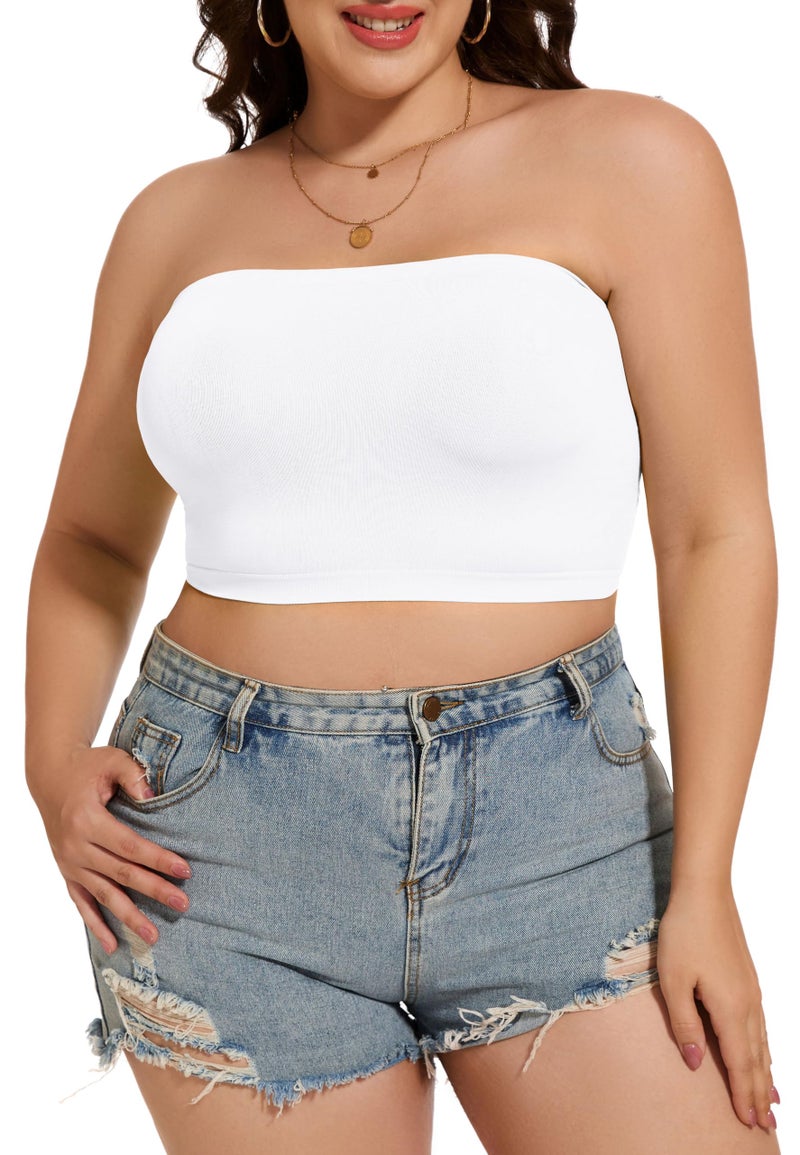 CHICGAL Womens Tube Tops Summer Bandeau Casual Crop Top Going Out Strapless Tank Basic Short Shirt(3 Pieces White,Neon Pink,Azure Blue,S) - Image 5