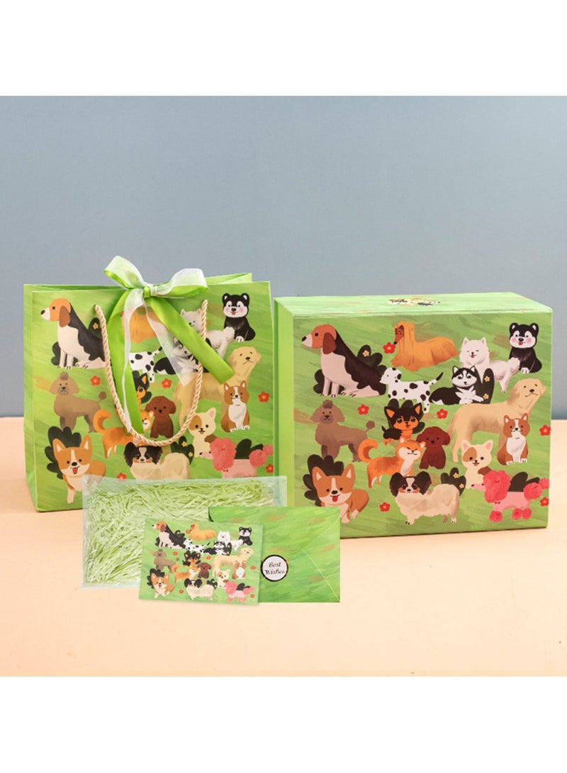 مجموعة تغليف Dog Paradise - كبيرة 34 × 27 × 14 سم (مع ورق ممزق وبطاقات تهنئة وصندوق هدايا وحقيبة هدايا) - Image 1