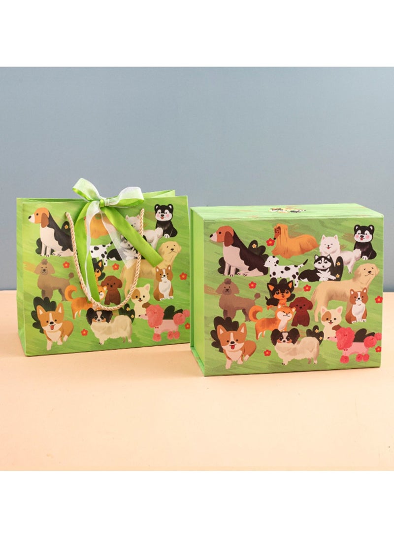 مجموعة تغليف Dog Paradise - كبيرة 34 × 27 × 14 سم (مع ورق ممزق وبطاقات تهنئة وصندوق هدايا وحقيبة هدايا) - Image 3