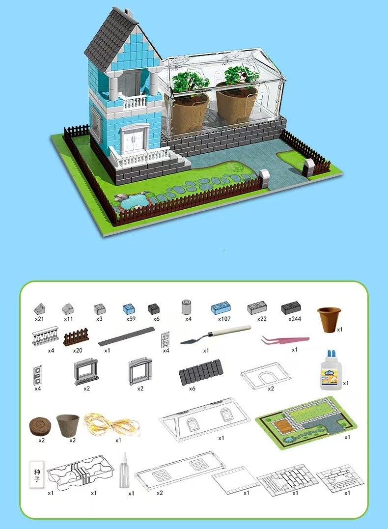 3D DIY Mini House,Sunshine Planting House, Gift Toy Age 6 And Up, 540 Blocks Playhouse Building Set . - Image 2