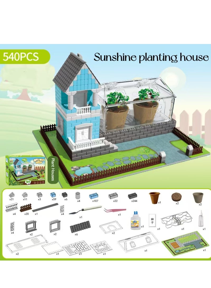 3D DIY Mini House,Sunshine Planting House, Gift Toy Age 6 And Up, 540 Blocks Playhouse Building Set . - Image 1