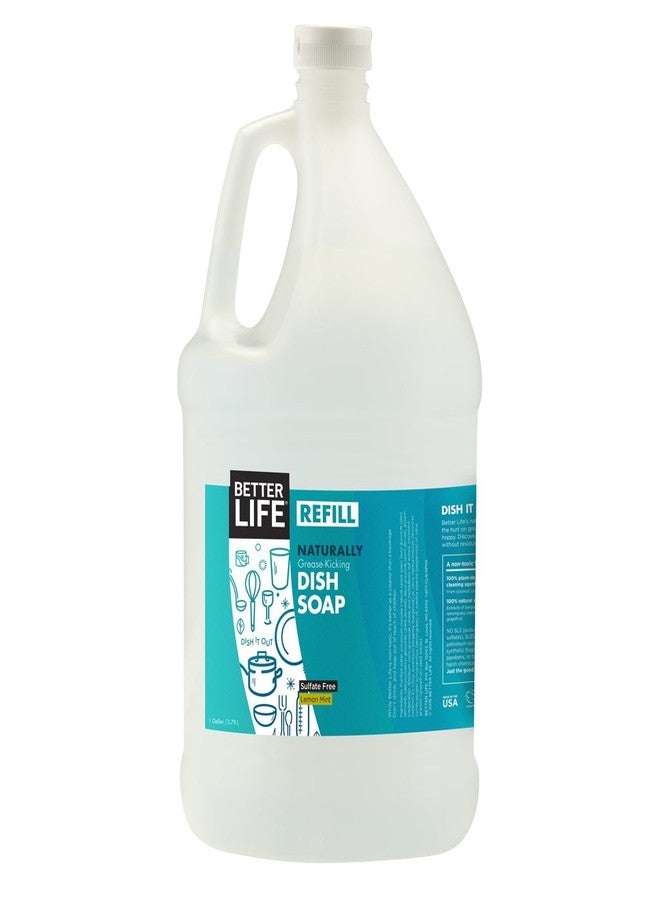 Better Life صابون أطباق حياة أفضل - صابون سائل لغسل الأطباق مع فيتامين E والألوة لحمام المنزل والمطبخ - صابون مطبخ لا يتطلب قفازات للبشرة الحساسة - 1 جال إعادة تعبئة بنكهة الليمون والنعناع - Image 1