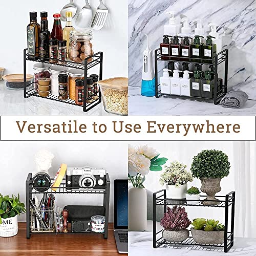 Craftland Metal 2 Tier Kitchen Organizer counter top Stand Shelf Holder Storage Rack for Spice Jars Utensils Dishes Plate(Black) - Image 5
