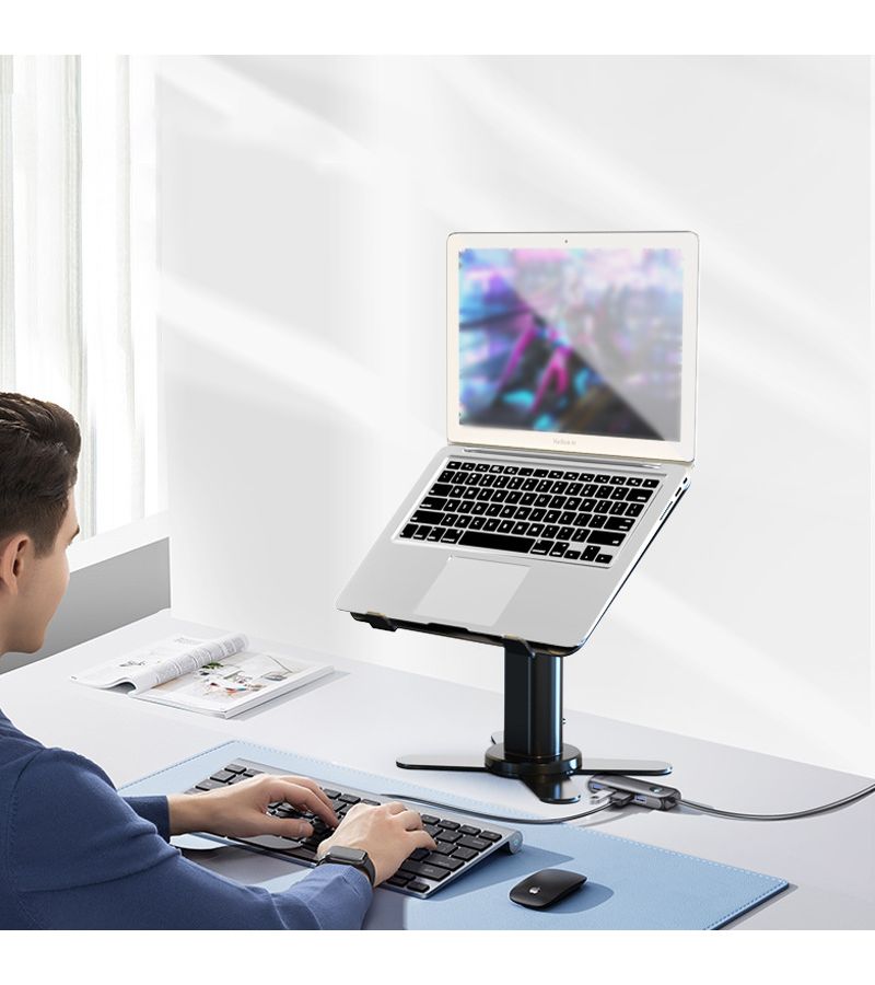 Rotatable Lifting Laptop Stand Black Multifunctional Vertical Computer Height - Image 3