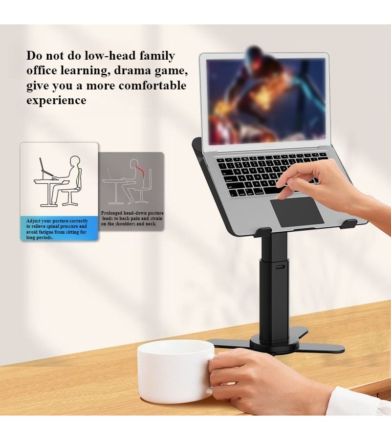 Rotatable Lifting Laptop Stand Black Multifunctional Vertical Computer Height - Image 2