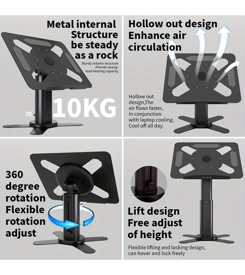 Rotatable Lifting Laptop Stand Black Multifunctional Vertical Computer Height - Image 5