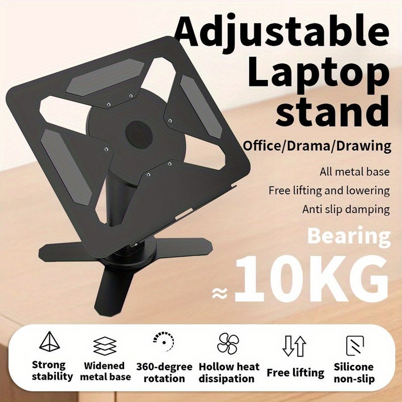 Rotatable Lifting Laptop Stand Black Multifunctional Vertical Computer Height - Image 4