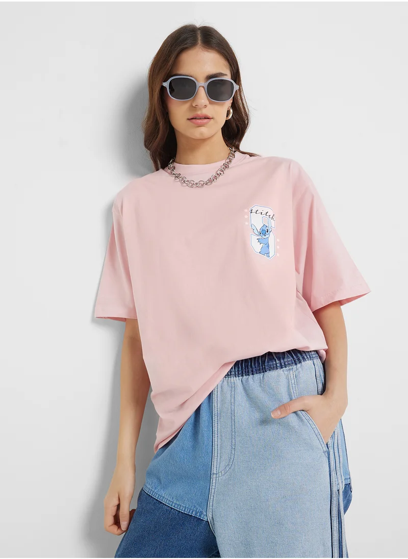 ديزني Stitch Oversize Front & Back Print T-Shirt