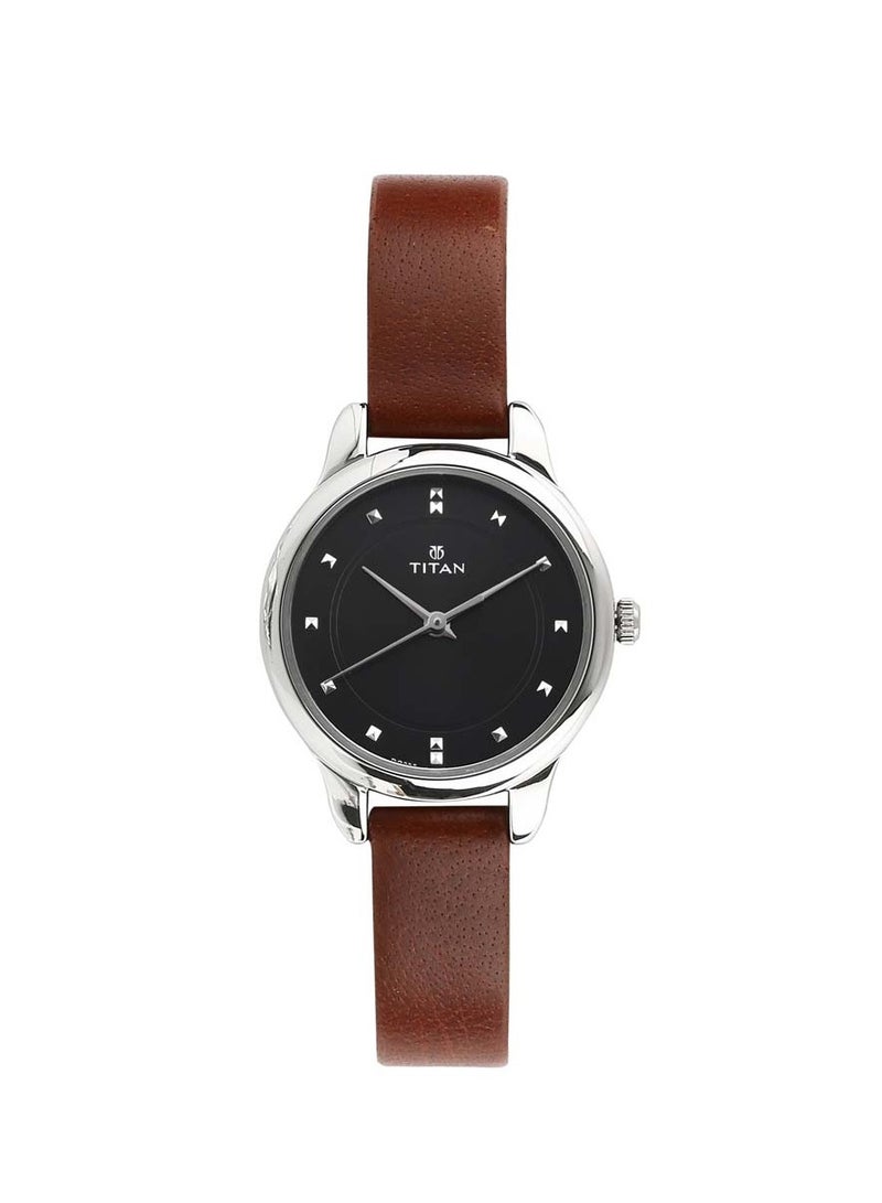 Titan Women's Chic minimalist watch with Black dial and leather strap - Image 1
