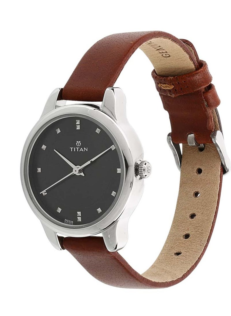 Titan Women's Chic minimalist watch with Black dial and leather strap - Image 2