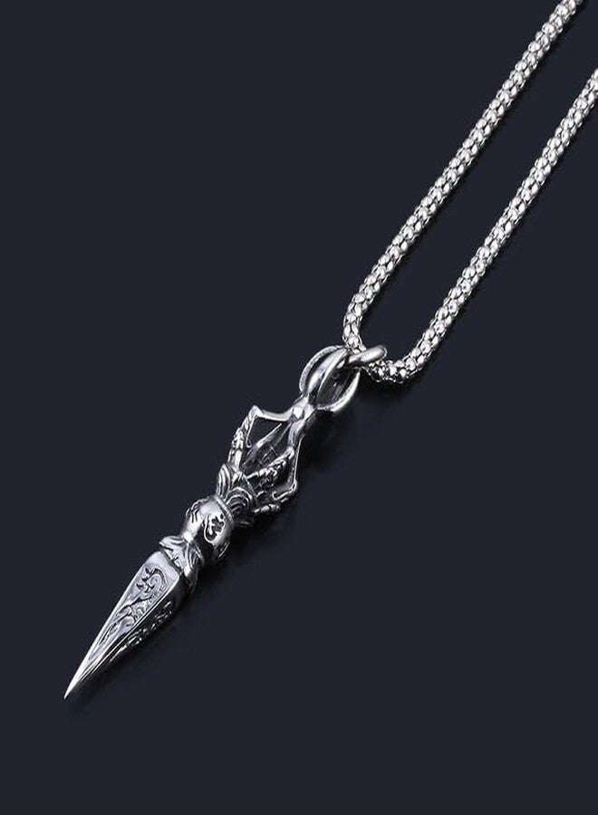 Saiizen Protective Buddhist Pendant Chain Stainless Steel Never Fade Necklace for boys Silver Stainless Steel Pendant Set - Image 4