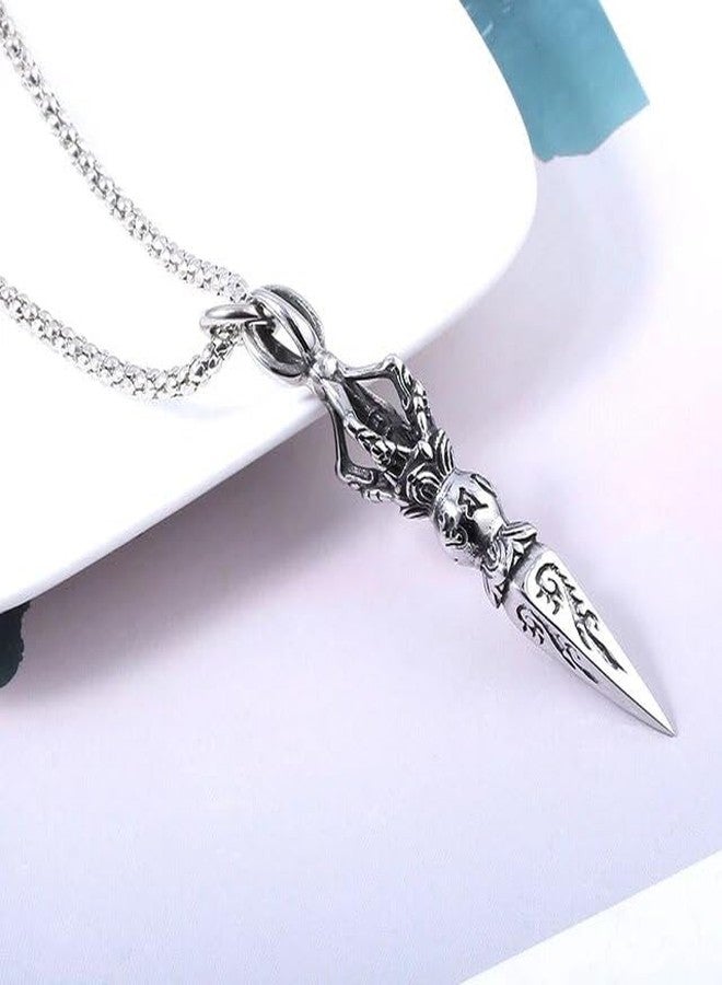 Saiizen Protective Buddhist Pendant Chain Stainless Steel Never Fade Necklace for boys Silver Stainless Steel Pendant Set - Image 3