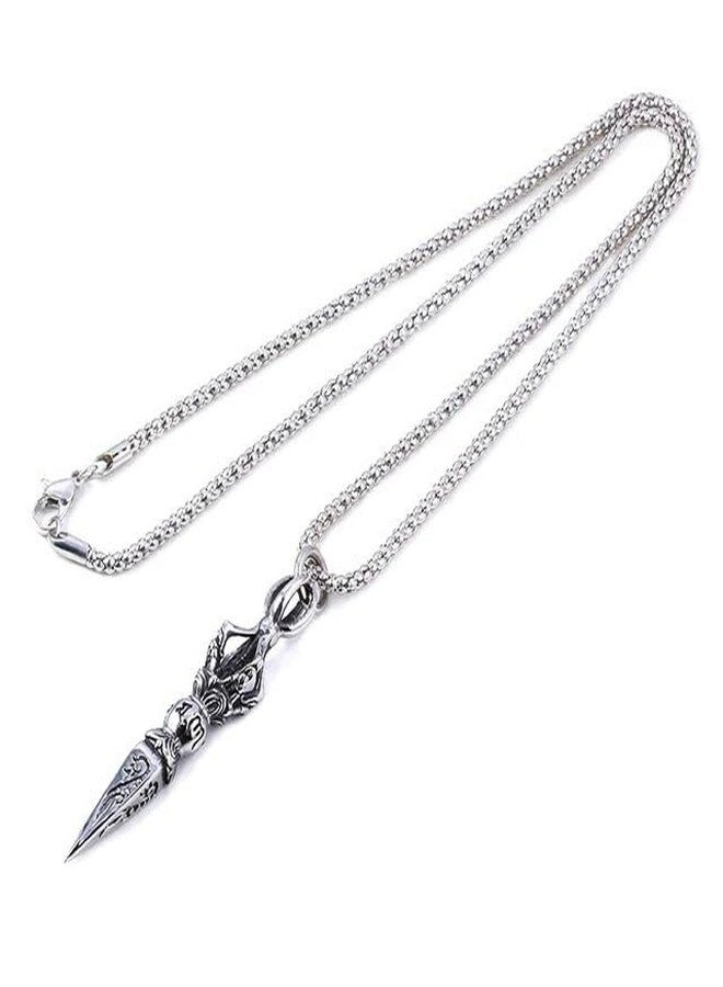 Saiizen Protective Buddhist Pendant Chain Stainless Steel Never Fade Necklace for boys Silver Stainless Steel Pendant Set - Image 1