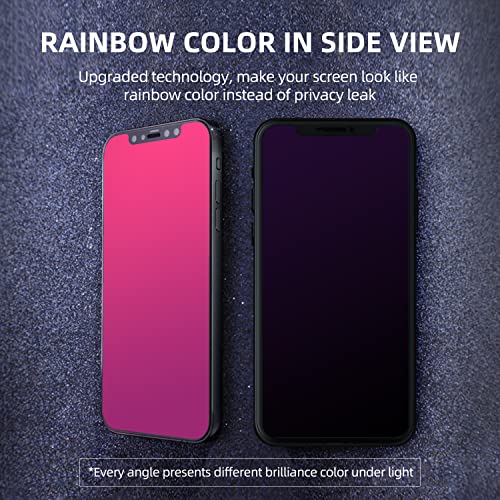 EGKimBa Privacy Screen Protector compatible with iPhone 12 Pro Max, 6.7 inch Gradient Colorful Electroplated Anti-Spy Anti-Blue Light Easy Installation Tempered Glass - Image 4