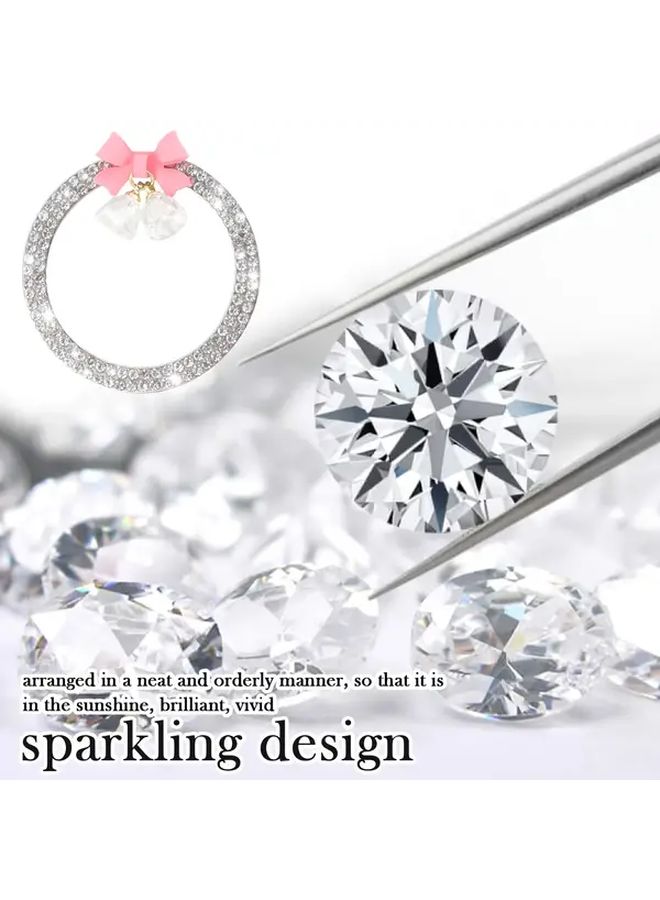 Shiny Pure White Rhinestone Car Start Button Decor Ring With Cute Bow Sparkling Ignition - Image 3