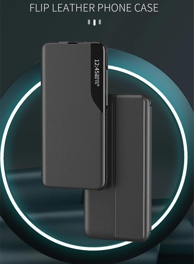 Leather Case Compatible with Honor X9c (5G), Frosted Magnetic Anti-fall Phone Case with Smart Window  Stand Function, Shockproof Protective Cover - Image 2