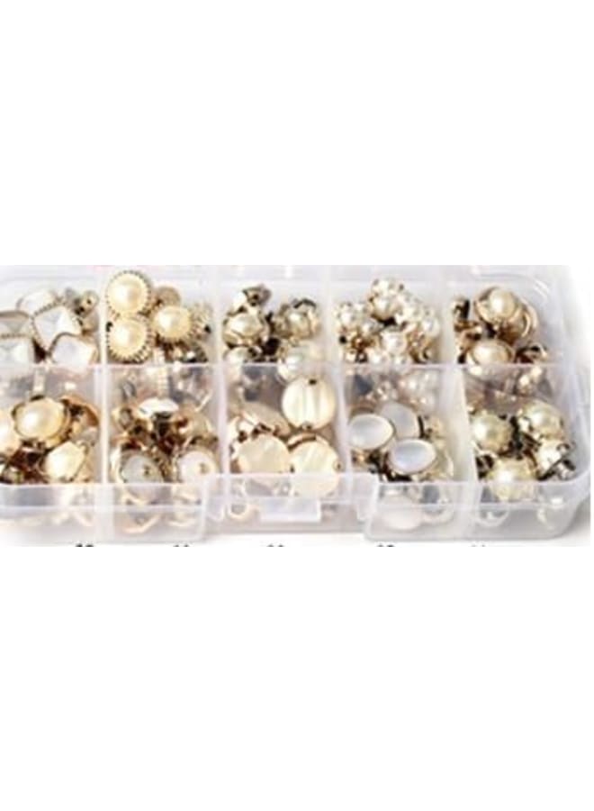 100Pcs Sew in Faux Imitation Pearl Buttons Vintage Pearl Buttons Set DIY Craft ction for Clothes Wedding Dress Assorted Sizes with Storage Case (10 Styles)  - Image 1