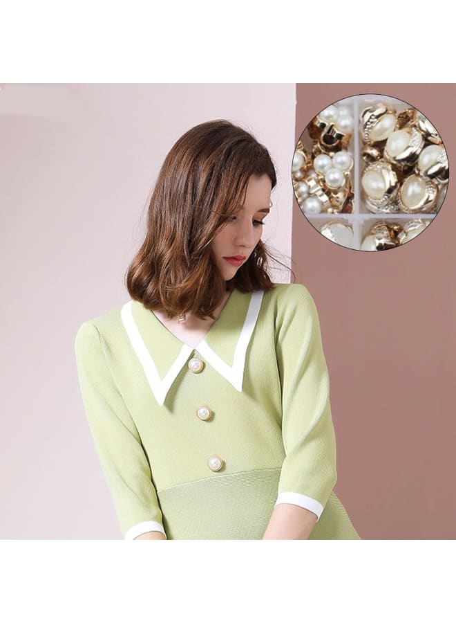 100Pcs Sew in Faux Imitation Pearl Buttons Vintage Pearl Buttons Set DIY Craft ction for Clothes Wedding Dress Assorted Sizes with Storage Case (10 Styles)  - Image 5