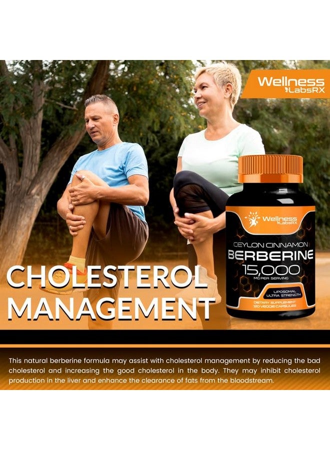 WELLNESS LABSRX Berberine Supplement 15,000mg - Berberine with Ceylon Cinnamon, Liposomal Berberine Supplement Organic, Berberine Supplements, Metabolism, Cholesterol - 120 Capsules - Image 5