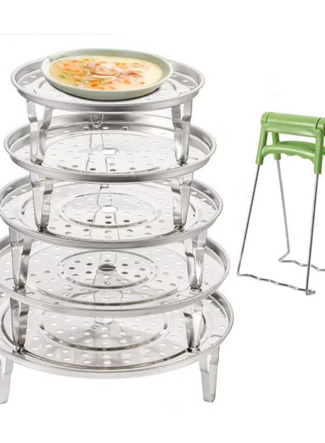 EETU 6 PCS Stainless Steamer Rack,Pressure Cooker Canner Rack  Cooling Rack with Detachable Legs,Round Pot Steaming Tray for Baking Cooking Steaming(7 7.5 8.5 9.25 10in with Anti-scald Clip) - Image 1
