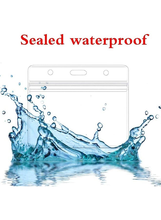 Horizontal Badge Holder Sealed Waterproof Transparent Plastic Name Tag ID Card Holder (30 Pieces) - Image 3