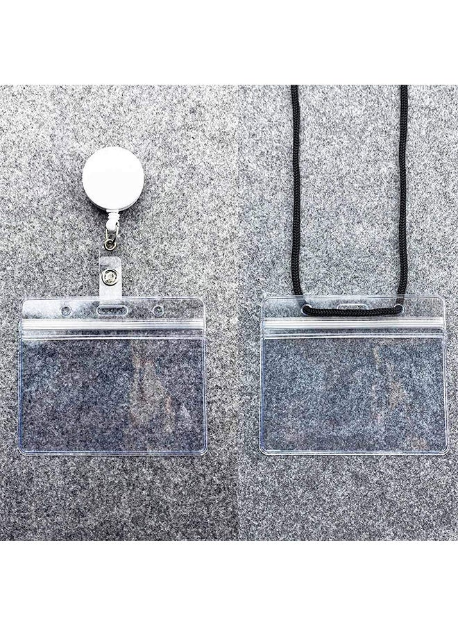 Horizontal Badge Holder Sealed Waterproof Transparent Plastic Name Tag ID Card Holder (30 Pieces) - Image 5