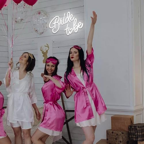 BerniceKelly Bride to be Neon Sign, 16.5 x 11.6 Inch White LED Neon Signs USB Wedding Neon Light Up Signs for Bridal Shower Bachelorette Engagement Party Backdrop with 15 Pcs Balloon - Image 5