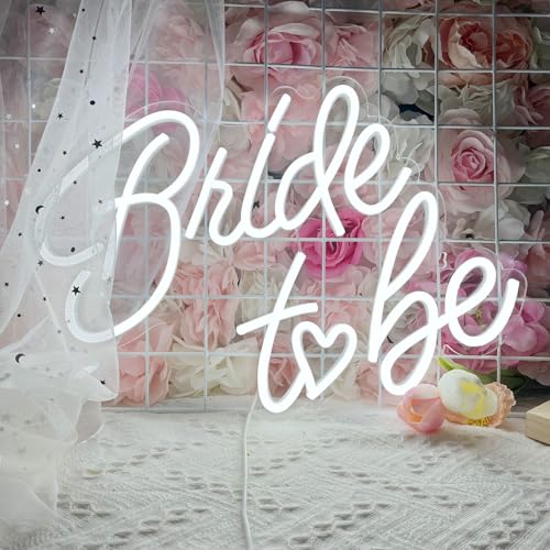 BerniceKelly Bride to be Neon Sign, 16.5 x 11.6 Inch White LED Neon Signs USB Wedding Neon Light Up Signs for Bridal Shower Bachelorette Engagement Party Backdrop with 15 Pcs Balloon - Image 3