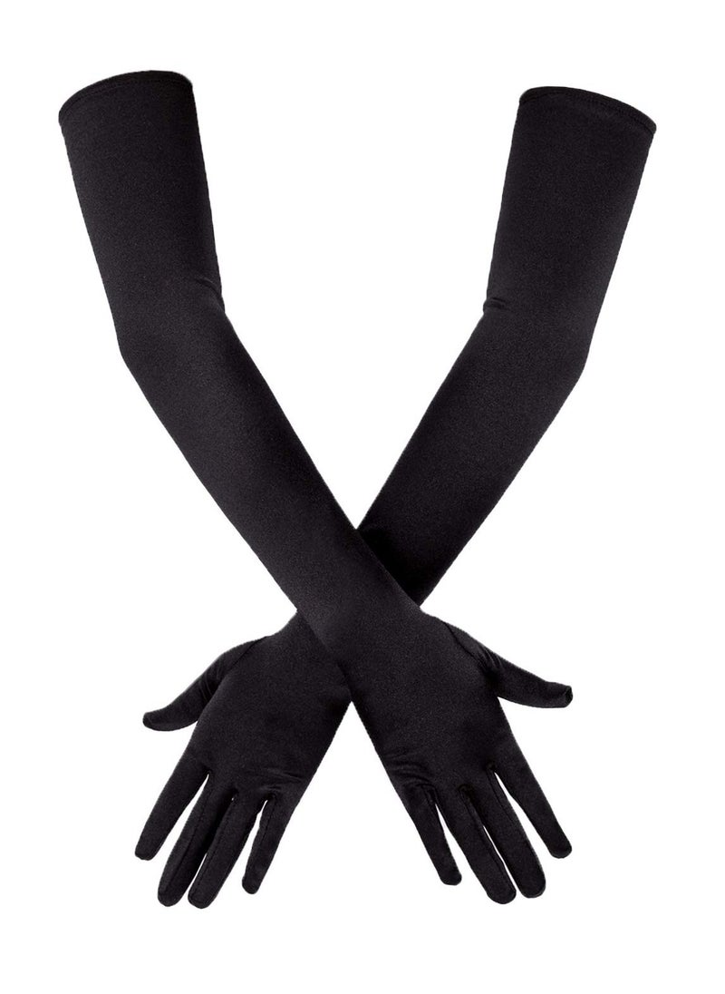 KASTWAVE - Satin Opera Gloves, Formal Bridal Banquet Party Wedding Opera Mitten - Image 1