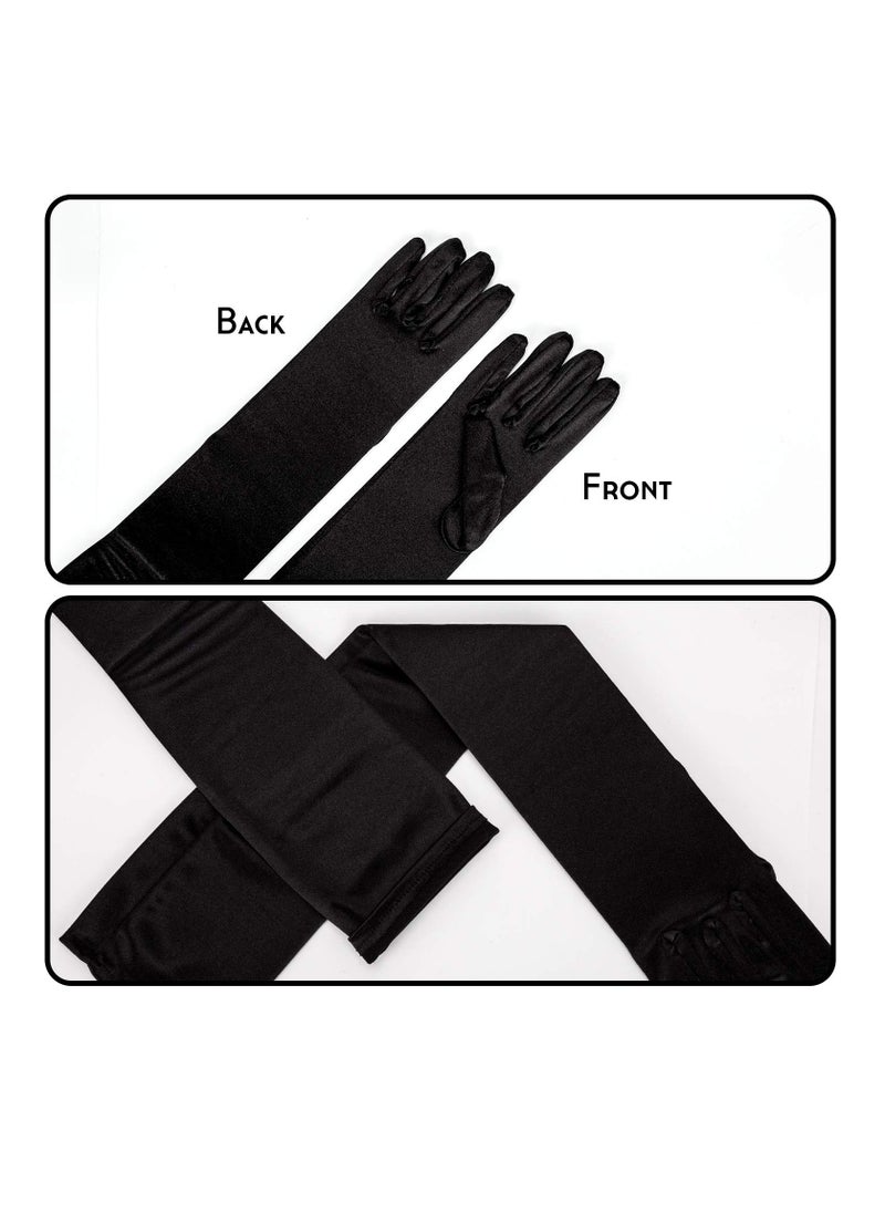 KASTWAVE - Satin Opera Gloves, Formal Bridal Banquet Party Wedding Opera Mitten - Image 1
