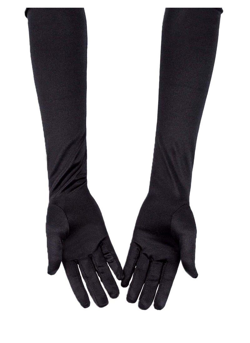 KASTWAVE - Satin Opera Gloves, Formal Bridal Banquet Party Wedding Opera Mitten - Image 1