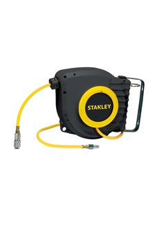 Stanley STANLEY Air Hose Reel, 9m Hose with Quick Connect Couplings, Auto Rewind, Hose Guide and Stopper, Black, 904  - Image 1
