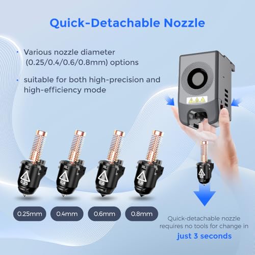 FLASHFORGE Adventurer 5M Series 3D Printer Nozzle Assembly, 3S Quick-Detachable Nozzle,Max 280℃ High Temperature & High Flow 32mm³/s Nozzle for Adventurer 5M/5M Pro 3D Printers(0.4mm) - Image 5