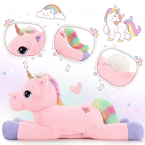 Tezituor 32in Giant Unicorn Plush ToysCute Rainbow Pink Unicorn Stuffed AnimalsUnicorn Birthday Decorations for GirlsBig Unicorns Gifts for Children - Image 5